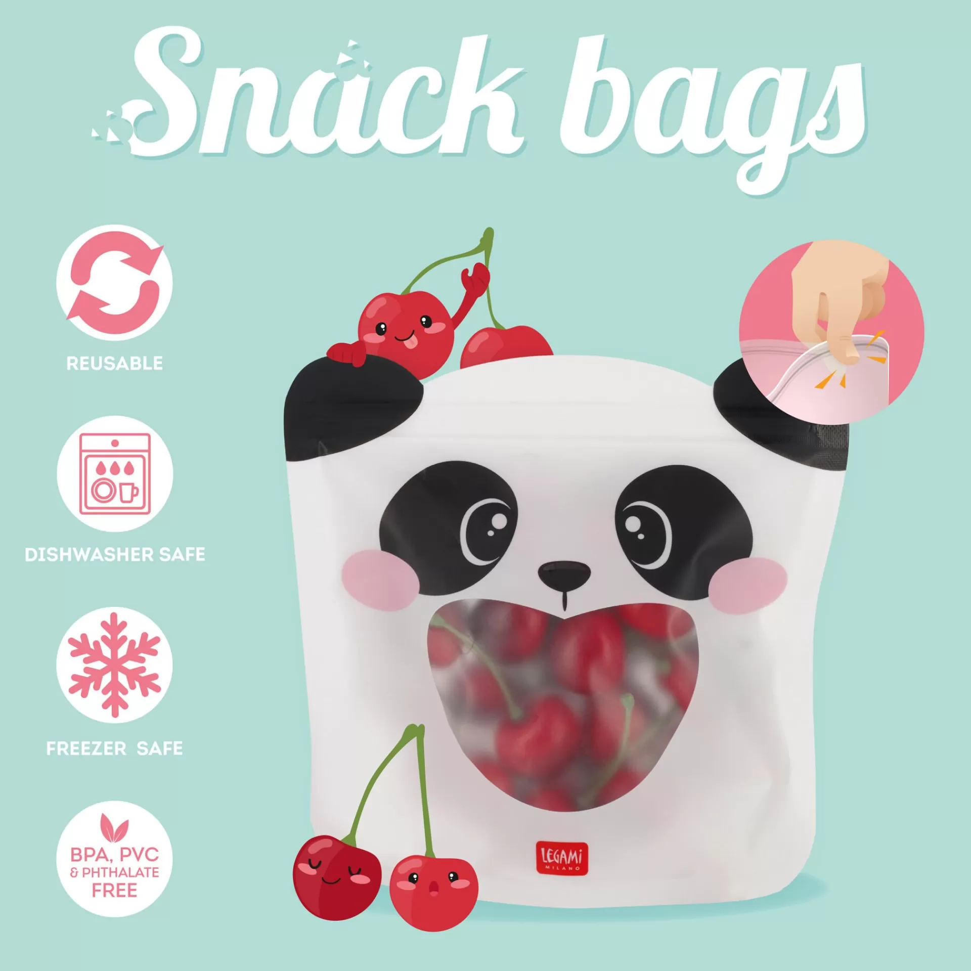 Legami Milano Weitere Küchen-Accessoires^3er-Set Lebensmittelbeutel - Snack Bags