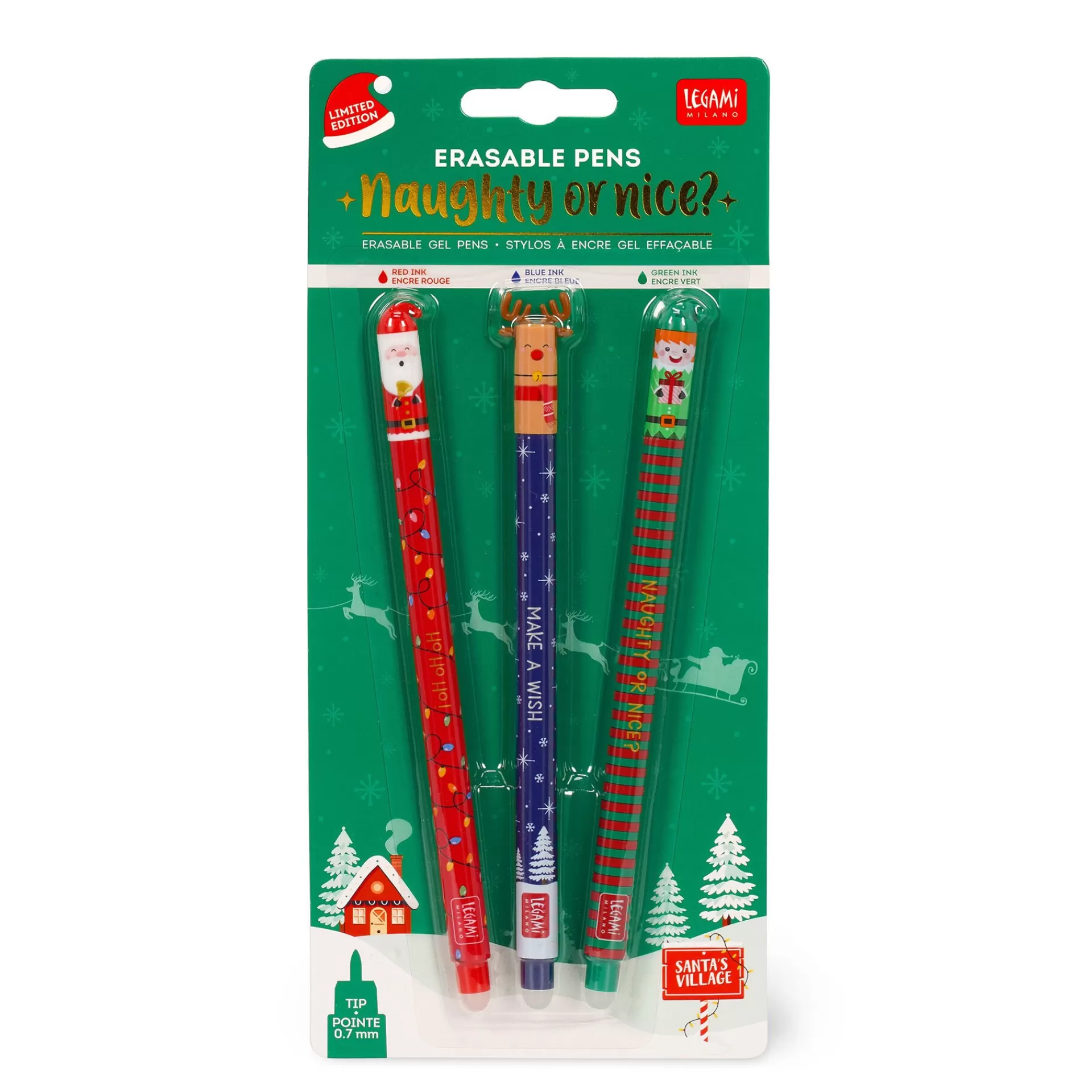 Legami Milano Party-Accessoires | Zum Verpacken Von Geschenken^3er-Set Löschbaren Gelstiften - Erasable Pen
