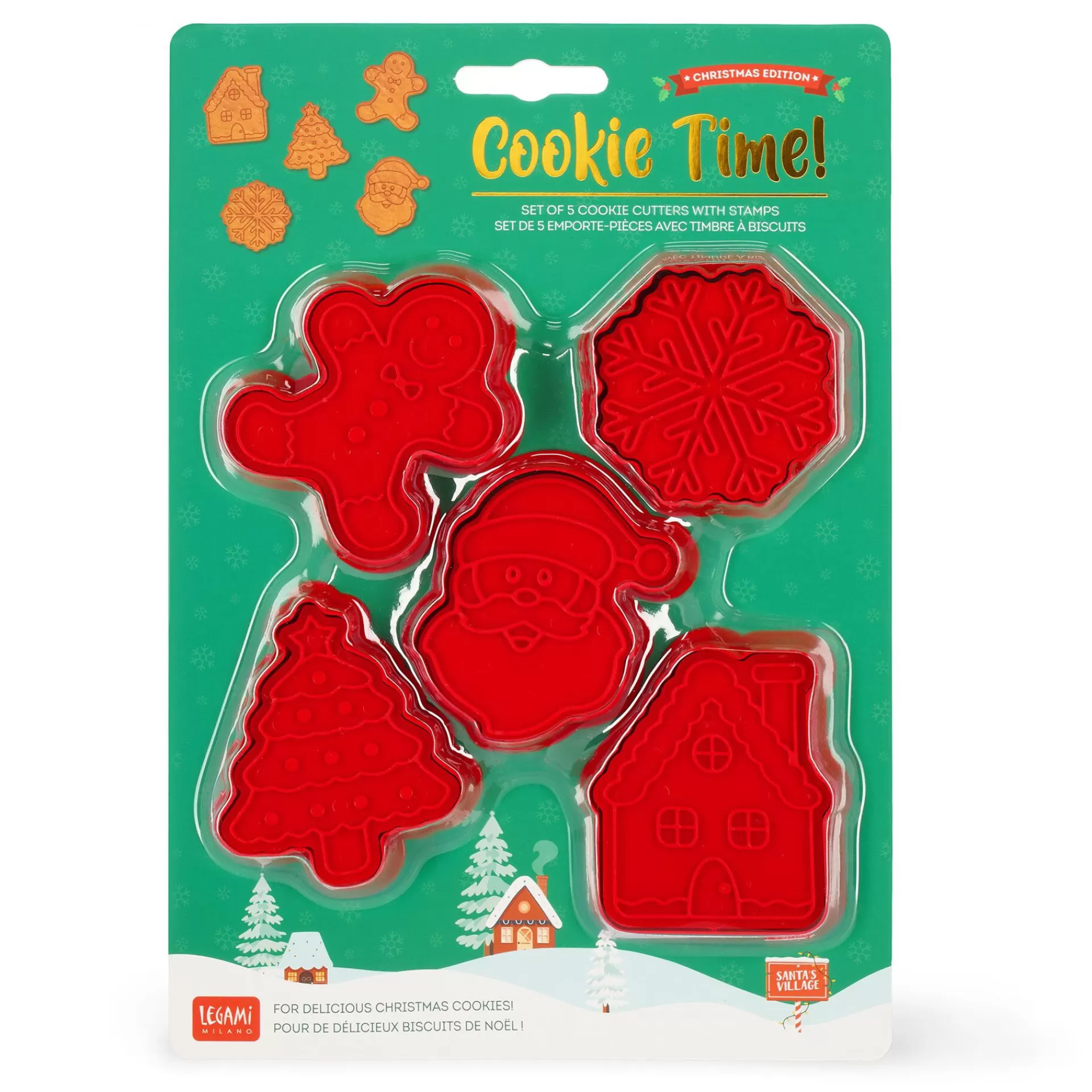 Legami Milano Weitere Küchen-Accessoires | Party-Accessoires^5er-Set Plätzchenformen mit Stempel - Cookie Time!