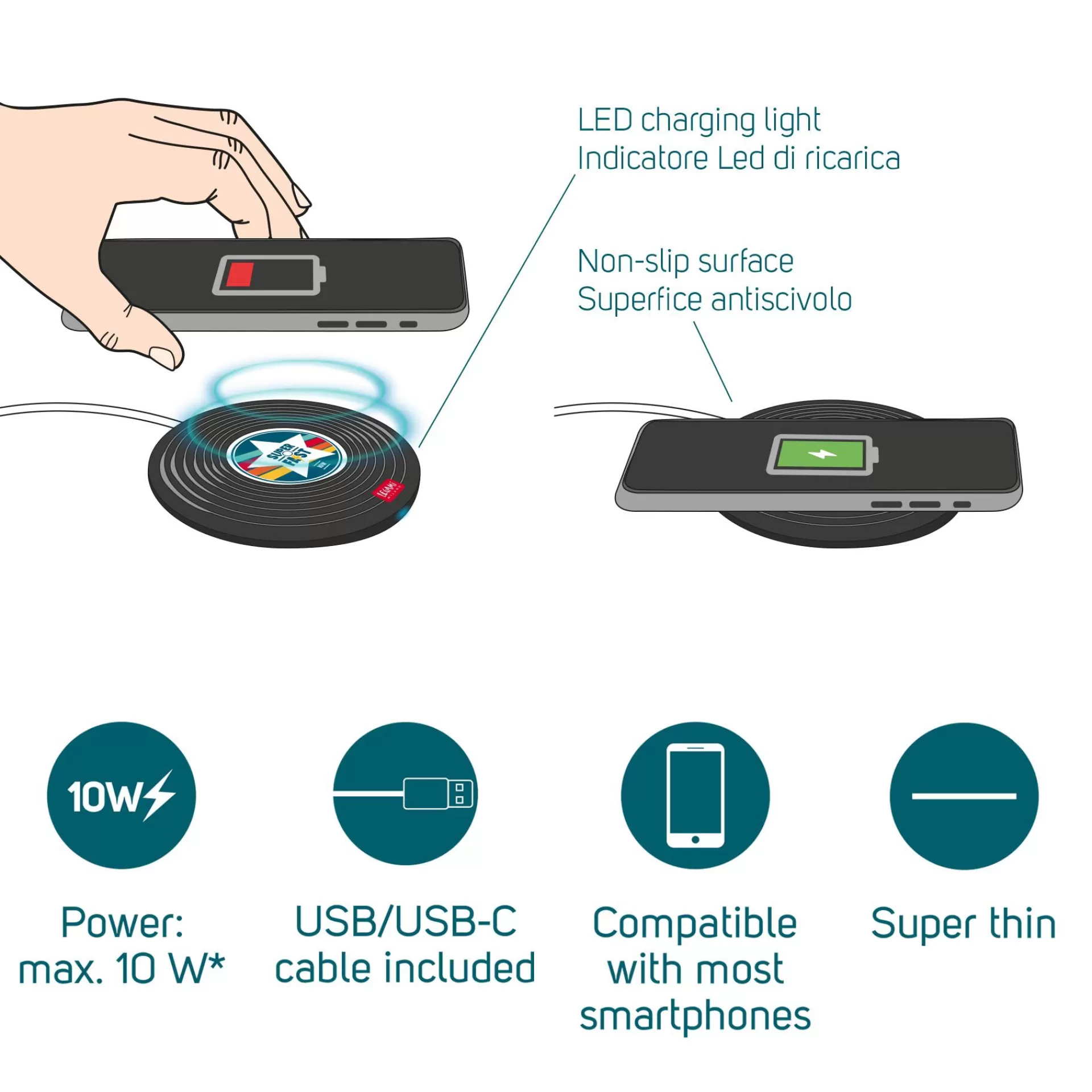 Legami Milano Power-Banks Und Ladegeräte^Kabellose Ladestation für Smartphone - Super Fast