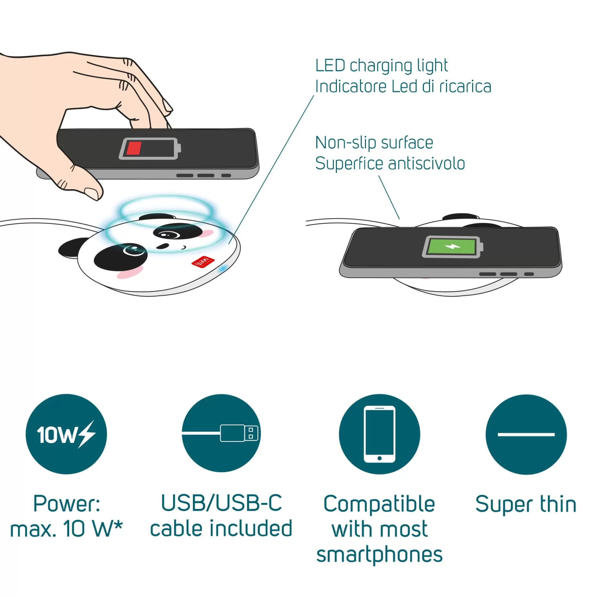 Legami Milano Power-Banks Und Ladegeräte^Kabellose Ladestation für Smartphone - Super Fast