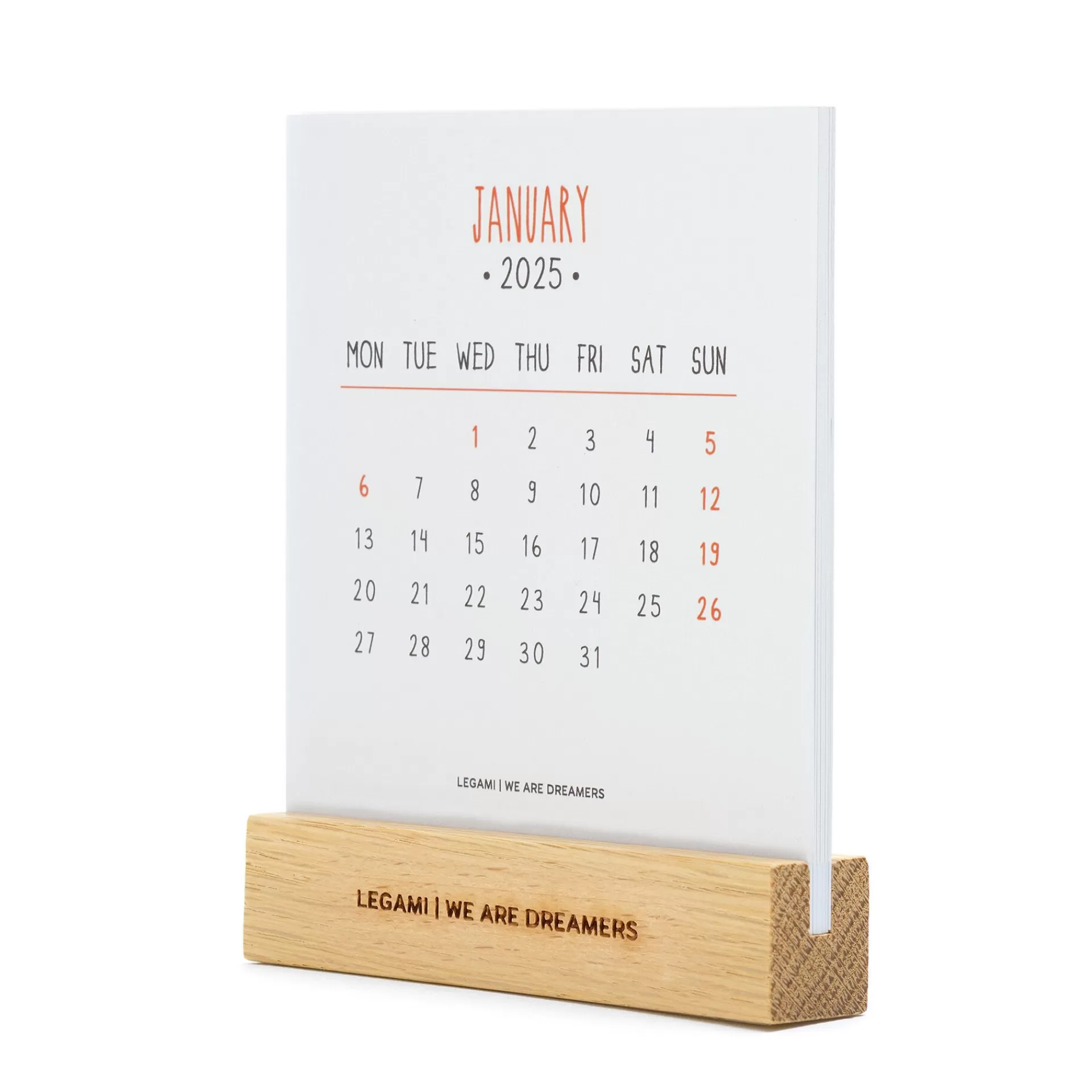 Legami Milano Tischkalender^Kalender mit Basis aus Holz - 2025
