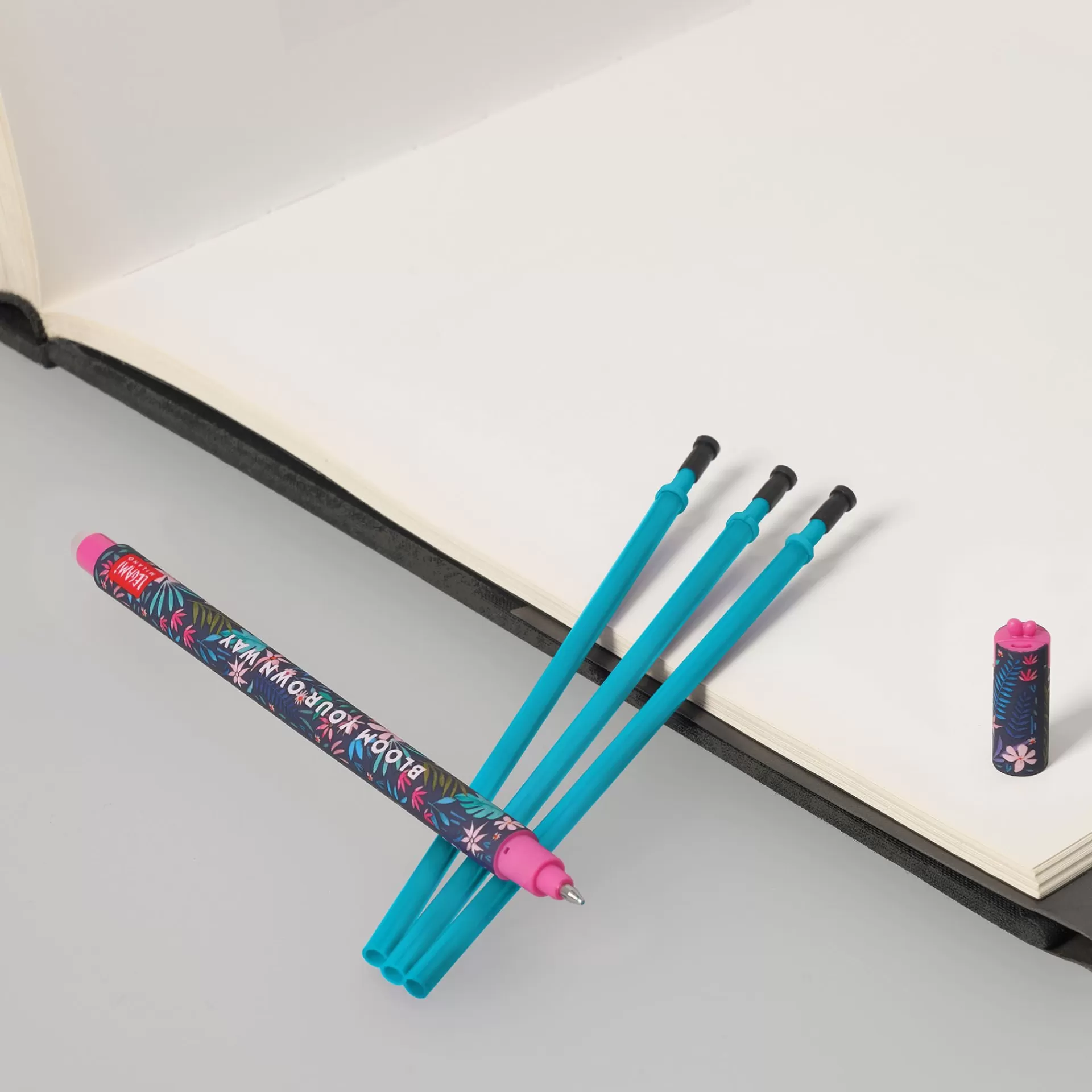 Legami Milano Erasables Stifte Nachfüllminen | Löschbare Stifte^Set Löschbarer Stift Flora mit türkisfarbener Ersatzmine