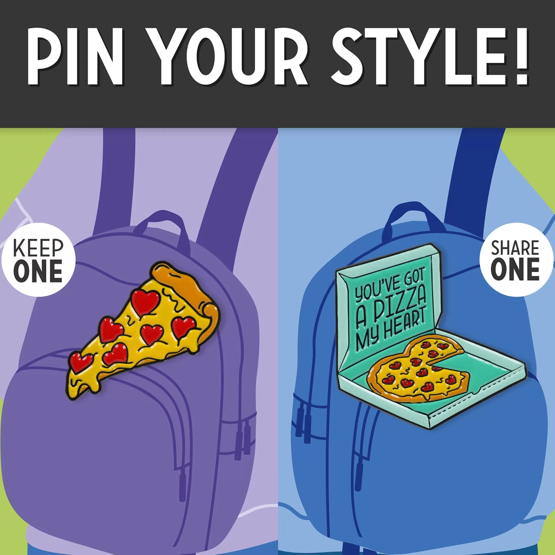 Legami Milano Broschen^Set mit 2 Anstecknadeln aus emailliertem Metall - Pin Your Style!