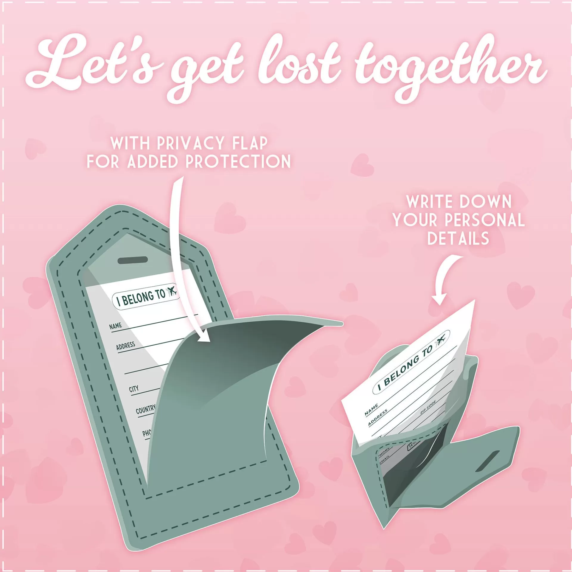 Legami Milano Reise-Accessoires^Set mit 2 Kofferetiketten - Let's Get Lost Together