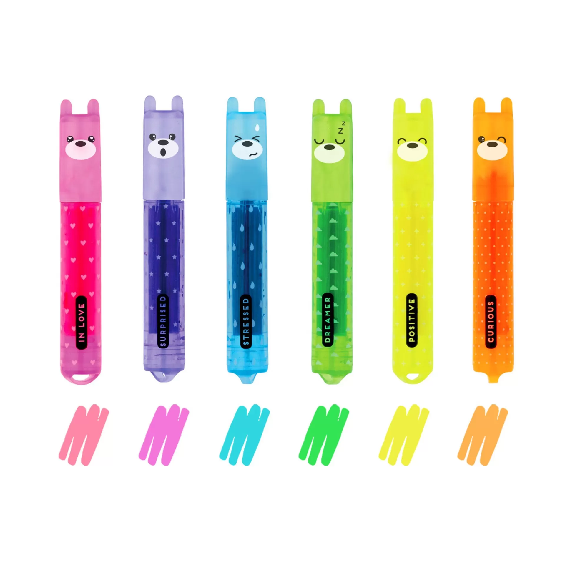 Legami Milano Textmarker Und Filzstifte^Set mit 6 Mini-Textmarkern - Teddy‘s Mood