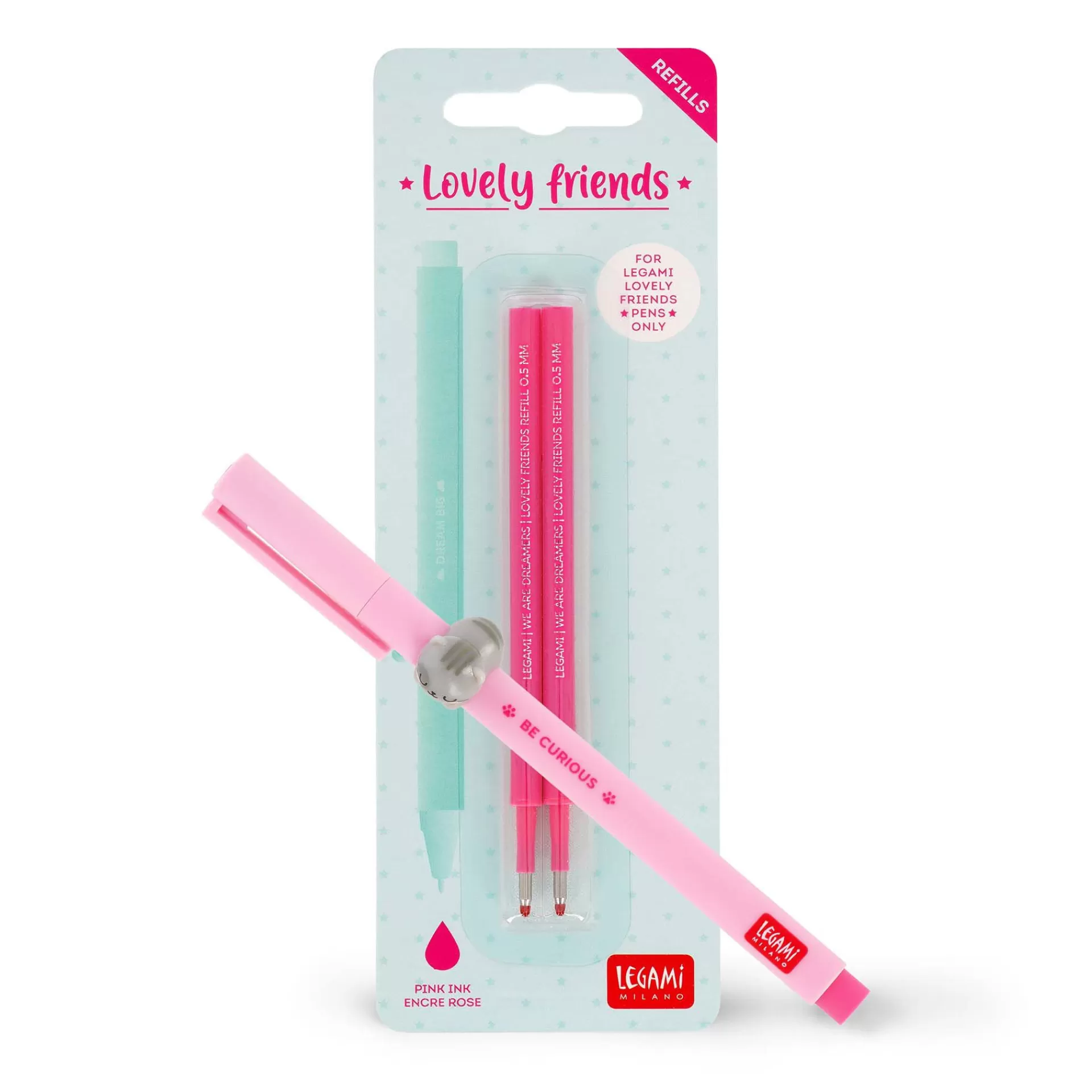 Legami Milano Gelstifte Nachfüllminen Lovely Friends | Kugelschreiber Und Gelstifte^Set Stift Lovely Kitty mit Rosa Ersatzmine