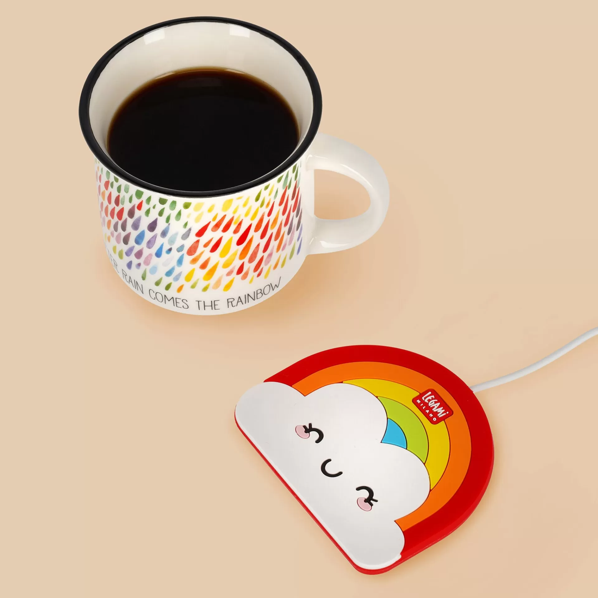 Legami Milano Tassenwärmer | Kaffeebecher^Set Tassenwärmer Rainbow und Tasse Rainbow