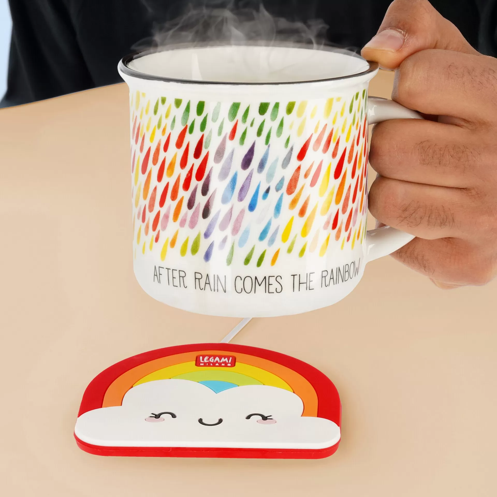 Legami Milano Tassenwärmer | Kaffeebecher^Set Tassenwärmer Rainbow und Tasse Rainbow